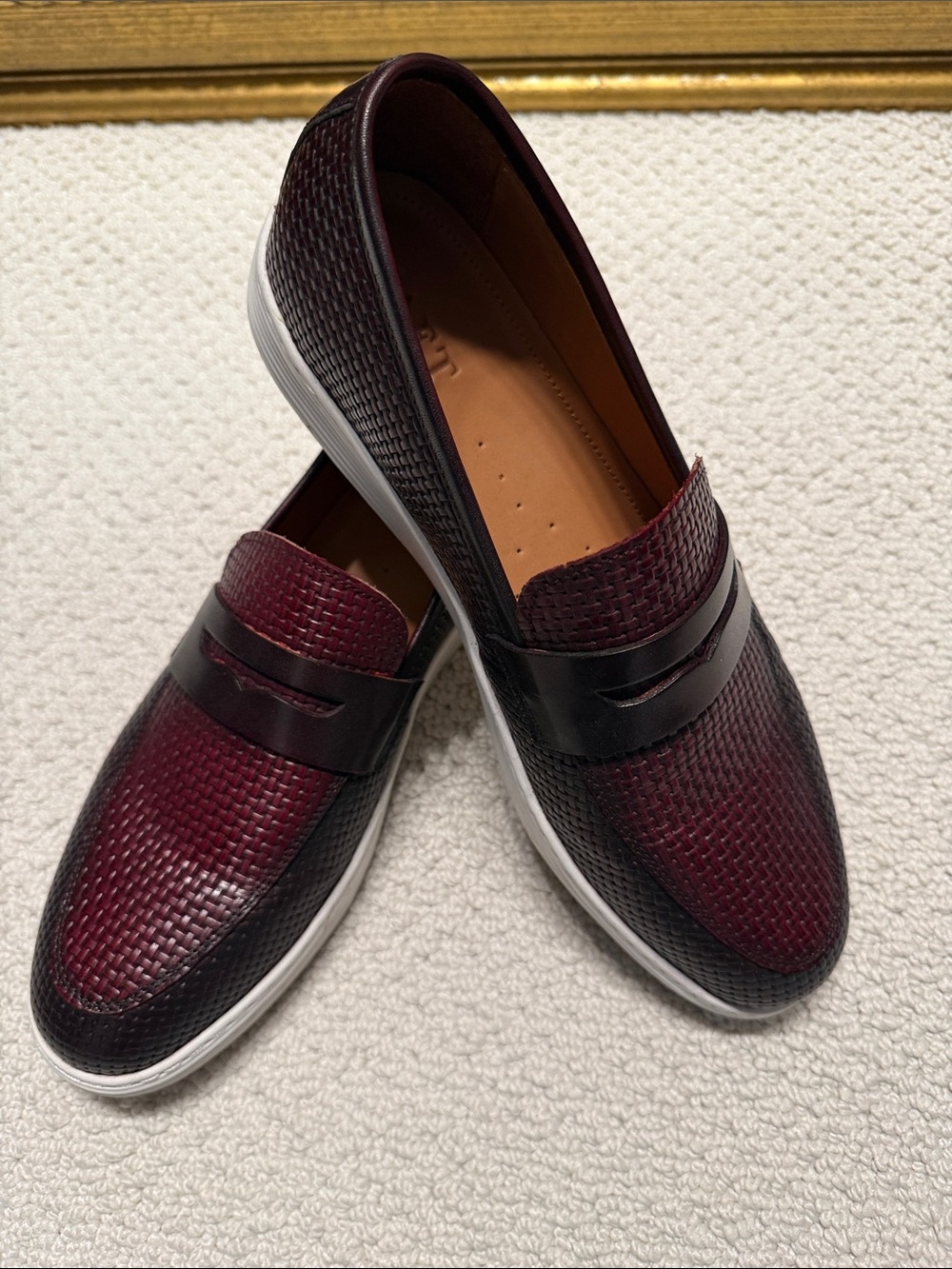 Men's Burgundy Woven Slip-On Loafers Taft